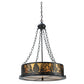 Meyda Lighting Mountain Pine 22" 4-Light Textured Black Inverted Pendant Light With Amber Mica Shade Glass