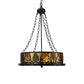 Meyda Lighting Mountain Pine 22" 4-Light Textured Black Inverted Pendant Light With Amber Mica Shade Glass