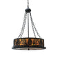 Meyda Lighting Mountain Pine 22" 4-Light Textured Black Inverted Pendant Light With Amber Mica Shade Glass