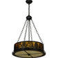 Meyda Lighting Mountain Pine 22" 4-Light Textured Black Inverted Pendant Light With Amber Mica and Beige Art Shade Glass