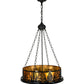 Meyda Lighting Mountain Pine 22" 4-Light Textured Black Inverted Pendant Light With Amber Mica and Beige Art Shade Glass