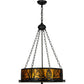 Meyda Lighting Mountain Pine 22" 4-Light Textured Black Inverted Pendant Light With Amber Mica and Beige Art Shade Glass