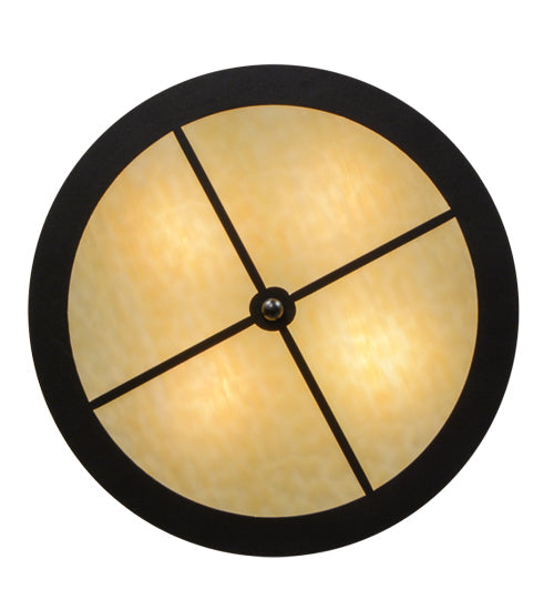 Meyda Lighting Mountain Pine 22" 4-Light Textured Black Inverted Pendant Light With Amber Mica and Beige Art Shade Glass