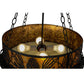 Meyda Lighting Mountain Pine 22" 4-Light Textured Black Inverted Pendant Light With Amber Mica and Beige Art Shade Glass