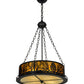 Meyda Lighting Mountain Pine 22" 4-Light Textured Black Inverted Pendant Light With Amber Mica and Beige Art Shade Glass