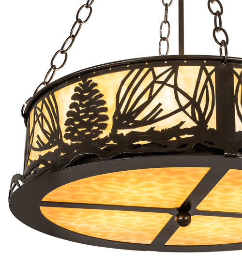 Meyda Lighting Mountain Pine 22" 4-Light Timeless Bronze Inverted Pendant Light With Beige Shade Glass