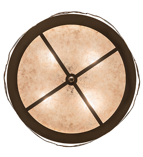 Meyda Lighting Mountain Pine 22" 4-Light Timeless Bronze Semi-flush Mount Light With Silver Mica Shade Glass