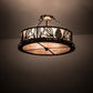 Meyda Lighting Mountain Pine 23" 4-Light Antique Copper & Green Needles Semi-flush Mount Light With Silver Mica Shade Glass
