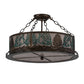 Meyda Lighting Mountain Pine 23" 4-Light Antique Copper & Green Needles Semi-flush Mount Light With Silver Mica Shade Glass
