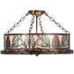Meyda Lighting Mountain Pine 23" 4-Light Antique Copper & Green Needles Semi-flush Mount Light With Silver Mica Shade Glass