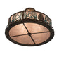 Meyda Lighting Mountain Pine 23" 4-Light Antique Copper & Green Needles Semi-flush Mount Light With Silver Mica Shade Glass