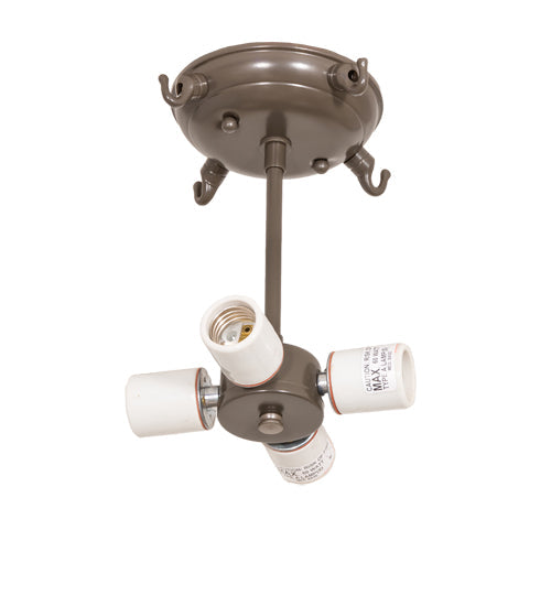 Meyda Lighting Mountain Pine 23" 4-Light Timeless Bronze Semi-flush Mount Light With Silver Mica Shade Glass