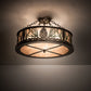 Meyda Lighting Mountain Pine 23" 4-Light Timeless Bronze Semi-flush Mount Light With Silver Mica Shade Glass
