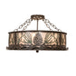 Meyda Lighting Mountain Pine 23" 4-Light Timeless Bronze Semi-flush Mount Light With Silver Mica Shade Glass