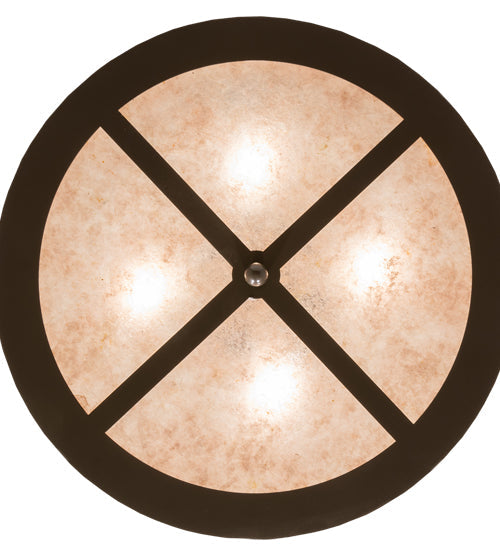 Meyda Lighting Mountain Pine 23" 4-Light Timeless Bronze Semi-flush Mount Light With Silver Mica Shade Glass