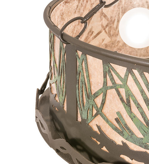 Meyda Lighting Mountain Pine 23" 4-Light Timeless Bronze Semi-flush Mount Light With Silver Mica Shade Glass