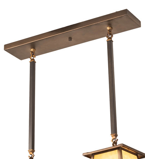Meyda Lighting Mountain Pine 24" 2-Light Antique Copper Island Pendant Light With Beige Art Shade Glass