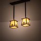 Meyda Lighting Mountain Pine 24" 2-Light Antique Copper Island Pendant Light With Beige Art Shade Glass