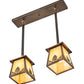 Meyda Lighting Mountain Pine 24" 2-Light Antique Copper Island Pendant Light With Beige Art Shade Glass
