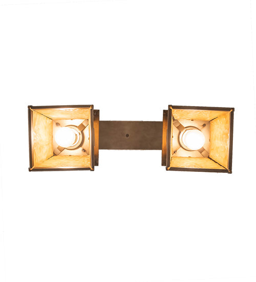 Meyda Lighting Mountain Pine 24" 2-Light Antique Copper Island Pendant Light With Beige Art Shade Glass