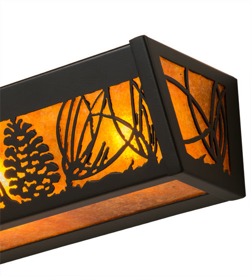 Meyda Lighting Mountain Pine 24" 4-Light Timeless Bronze Vanity Light With Amber Mica Shade Glass