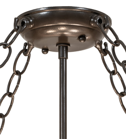 Meyda Lighting Mountain Pine 254835 22" 4-Light Timeless Bronze Semi-flush Mount Light With Silver Mica Shade Glass