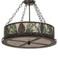 Meyda Lighting Mountain Pine 254835 22" 4-Light Timeless Bronze Semi-flush Mount Light With Silver Mica Shade Glass