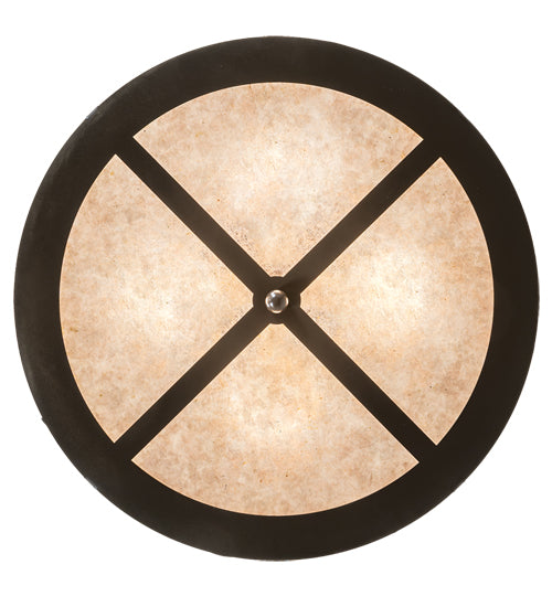 Meyda Lighting Mountain Pine 254835 22" 4-Light Timeless Bronze Semi-flush Mount Light With Silver Mica Shade Glass