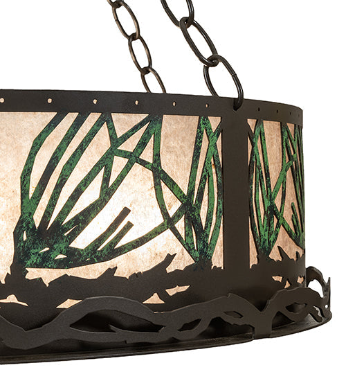 Meyda Lighting Mountain Pine 254835 22" 4-Light Timeless Bronze Semi-flush Mount Light With Silver Mica Shade Glass