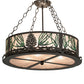 Meyda Lighting Mountain Pine 254835 22" 4-Light Timeless Bronze Semi-flush Mount Light With Silver Mica Shade Glass