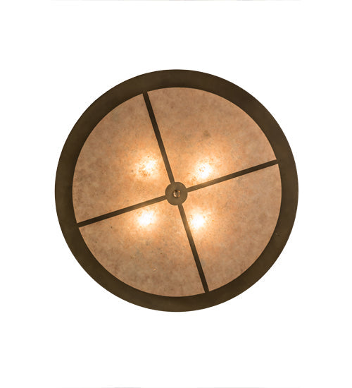 Meyda Lighting Mountain Pine 30" 4-Light Antique Copper Inverted Pendant Light With Silver Mica Shade Glass
