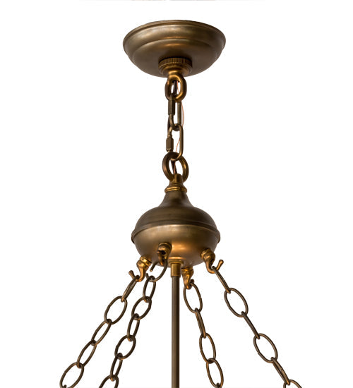 Meyda Lighting Mountain Pine 30" 4-Light Antique Copper Inverted Pendant Light With Silver Mica Shade Glass