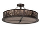 Meyda Lighting Mountain Pine 30" 8-Light Mahogany Bronze Flush Mount Light With Silver Mica Shade Glass