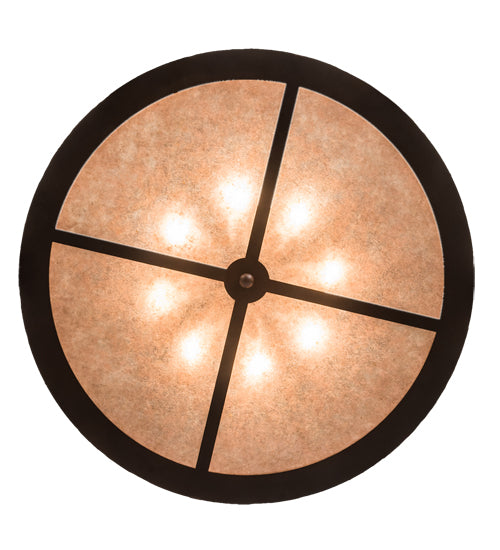 Meyda Lighting Mountain Pine 30" 8-Light Mahogany Bronze Flush Mount Light With Silver Mica Shade Glass