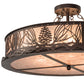 Meyda Lighting Mountain Pine 30" 8-Light Mahogany Bronze Flush Mount Light With Silver Mica Shade Glass