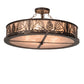 Meyda Lighting Mountain Pine 30" 8-Light Mahogany Bronze Flush Mount Light With Silver Mica Shade Glass