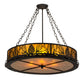 Meyda Lighting Mountain Pine 30" 8-Light Textured Black Semi-flush Mount Light With Amber Mica Shade Glass