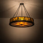 Meyda Lighting Mountain Pine 30" 8-Light Textured Black Semi-flush Mount Light With Amber Mica Shade Glass