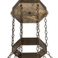Meyda Lighting Mountain Pine 33" 4-Light Antique Copper Inverted Pendant Light With Green & Beige Shade