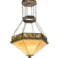 Meyda Lighting Mountain Pine 33" 4-Light Antique Copper Inverted Pendant Light With Green & Beige Shade
