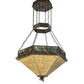 Meyda Lighting Mountain Pine 33" 4-Light Antique Copper Inverted Pendant Light With Green & Beige Shade