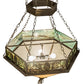 Meyda Lighting Mountain Pine 33" 4-Light Antique Copper Inverted Pendant Light With Green & Beige Shade