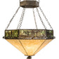 Meyda Lighting Mountain Pine 33" 4-Light Antique Copper Inverted Pendant Light With Green & Beige Shade