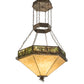 Meyda Lighting Mountain Pine 33" 4-Light Antique Copper Inverted Pendant Light With Green & Beige Shade