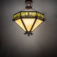 Meyda Lighting Mountain Pine 33" 4-Light Cafe Noir Inverted Pendant Light With Beige & Green Art Shade Glass