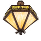 Meyda Lighting Mountain Pine 33" 4-Light Cafe Noir Inverted Pendant Light With Beige & Green Art Shade Glass
