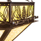 Meyda Lighting Mountain Pine 33" 4-Light Cafe Noir Inverted Pendant Light With Beige & Green Art Shade Glass