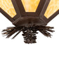 Meyda Lighting Mountain Pine 33" 4-Light Cafe Noir Inverted Pendant Light With Beige & Green Art Shade Glass