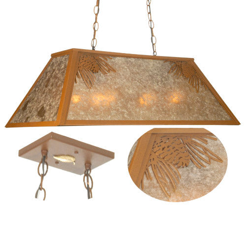 Meyda Lighting Mountain Pine 33" 6-Light Rust Island Pendant Light With Silver Mica Shade Glass
