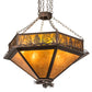 Meyda Lighting Mountain Pine 36" 12-Light Mahogany Bronze Inverted Pendant Light With Amber Mica Shade Glass